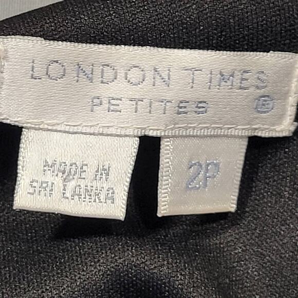 London Times Petite Dress Blue Stretch Midi Bodycon Sleeveless Womens Size 2 Zip - Picture 4 of 11